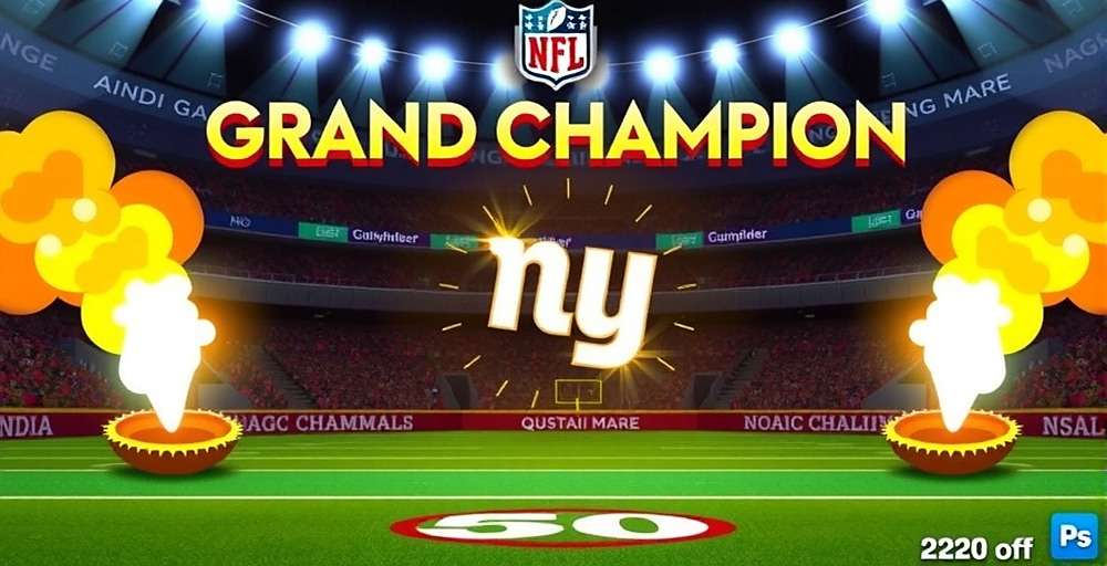 NFL India Grand Champion showing Diwali celebration animations within the game